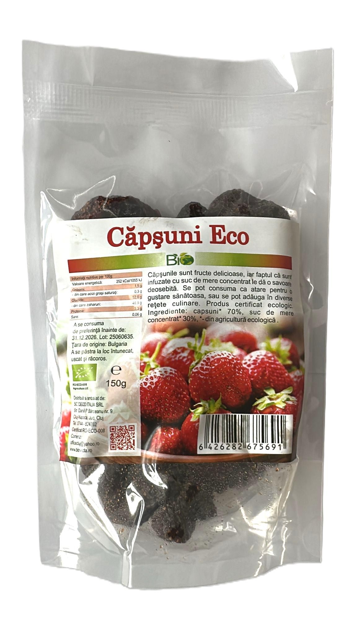 Capsuni indulcite cu suc de mere, Bio 150g - New Bio Life